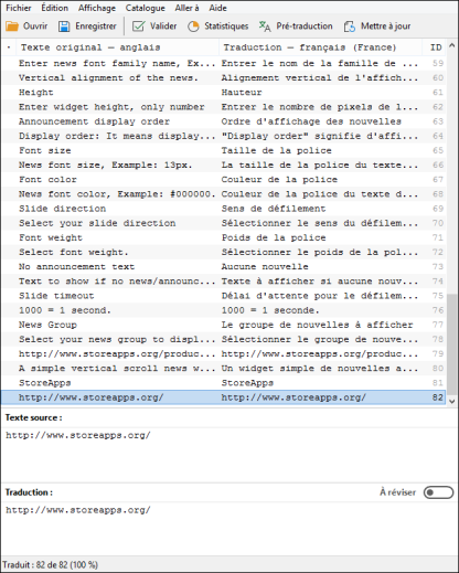 Traduction française pour<br />News Announcement Scroll