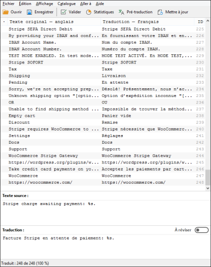 Ecran PoEdit de Stripe Gateway V4.1.1